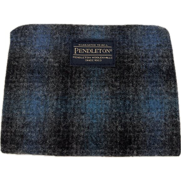 Pendleton Zip Around Wallet Blue & Black Plaid 100% Wool Shell 5" x 4" NWOT - Picture 1 of 5